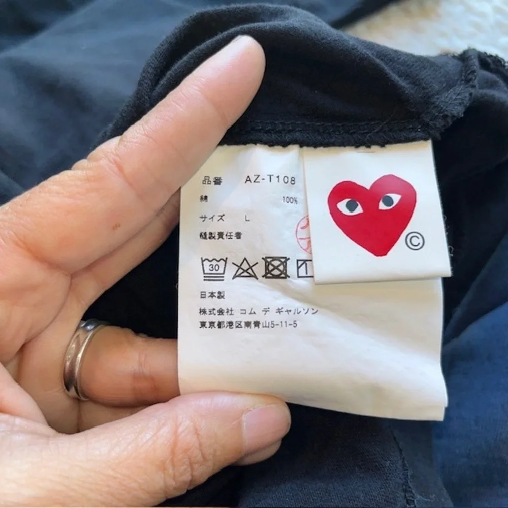 Comme des Garcons Play Red Heart Logo T-Shirt Short Sleeve Black Large